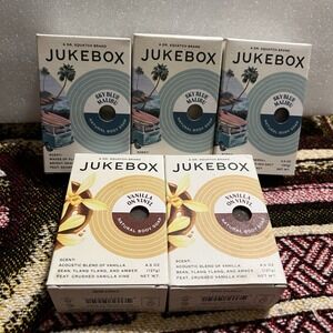 Jukebox Natural Body Bar Soap (3) Sky Blue Malibu & (2) Vanilla On Vinyl New